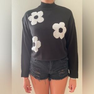 Black flower sweater